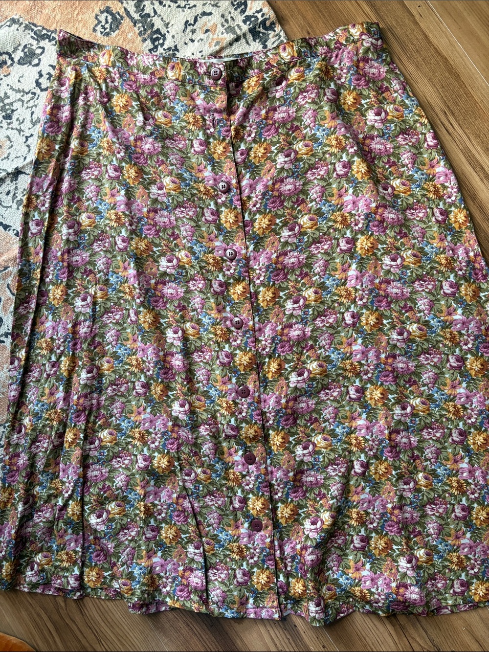 Floral Button Down Midi Skirt - Picture 3 of 6